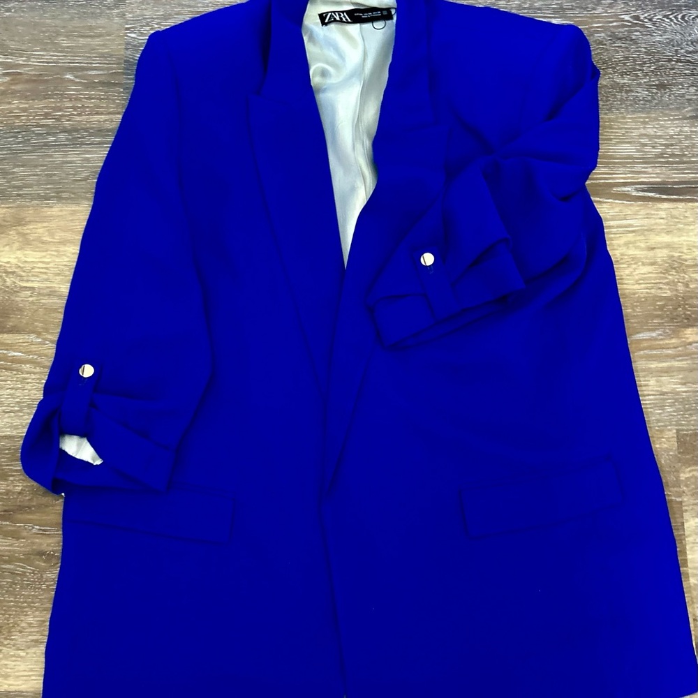 Zara Cobalt Blue Boyfriend Blazer XL